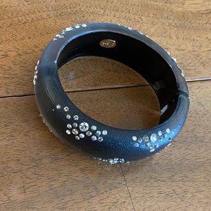 Alexis Bittar Crystal & Lucite Hinged Bangle